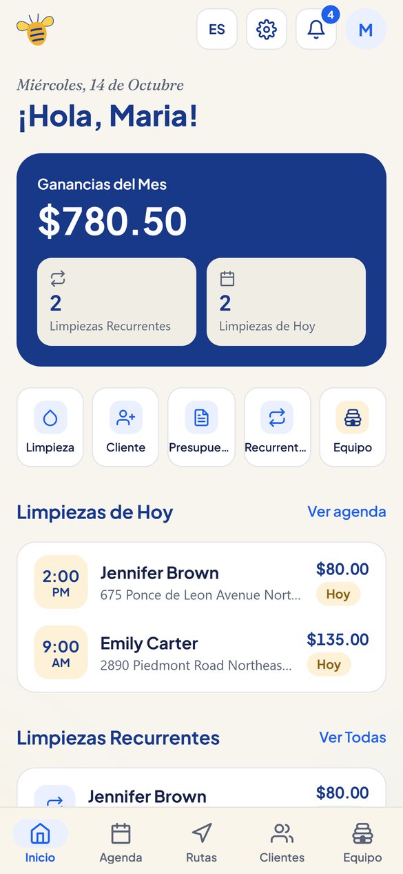 Ingresos, trabajos de hoy y clientes recurrentes de un vistazo.