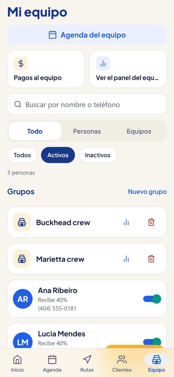 Tu gente y tus grupos, los pagos y el panel del equipo en una sola pestaña.